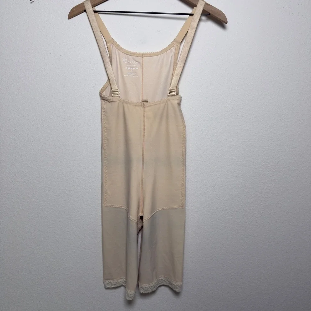 Isavela Women Shapewear XS Beige Post-Surgical Compression Faja Lace Trim